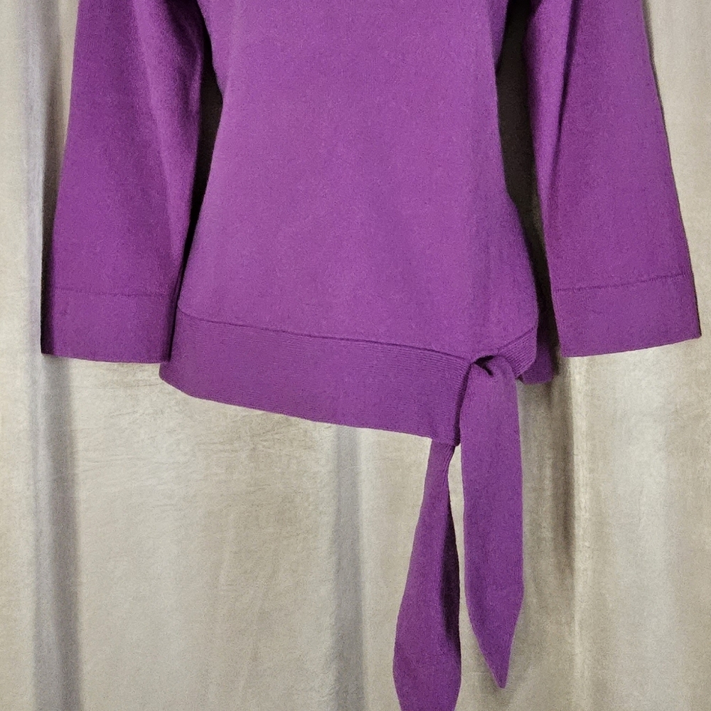 Petite Sophisticate purple 100% cashmere sweater Womens Medium - Picture 3 of 6